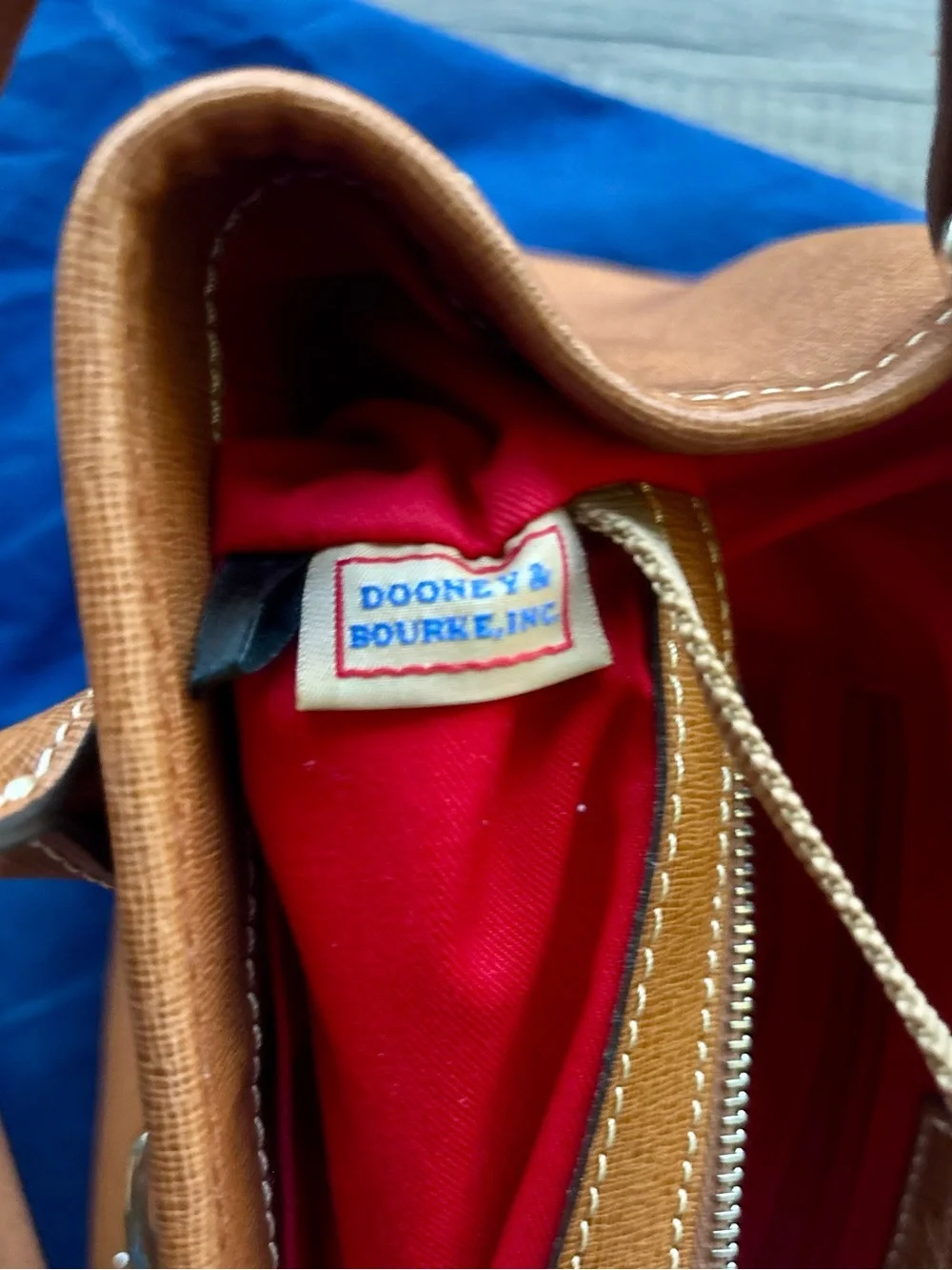 Dooney & Bourke Archives tuck lock Chestnut Leather Tote/Satchel bag
